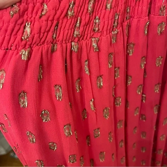 NWT Pink Tiered Shimmer Metallic Dress size Large - Picture 7 of 11